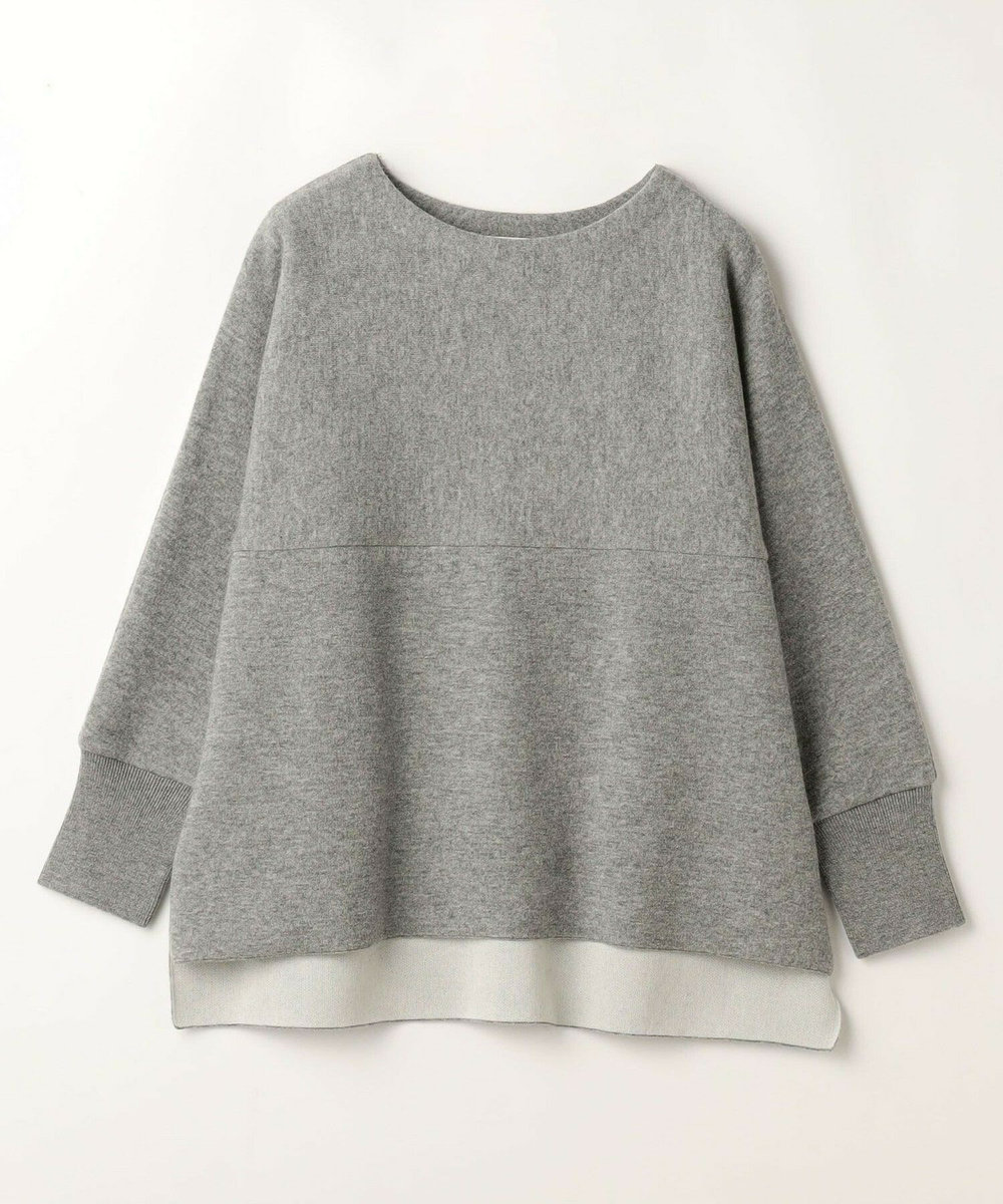 MOGA Lサイズ（大きいサイズ） 【大きいサイズ】WOOLEN×AMOSSA ドルマンスリーブ配色ニット グレー