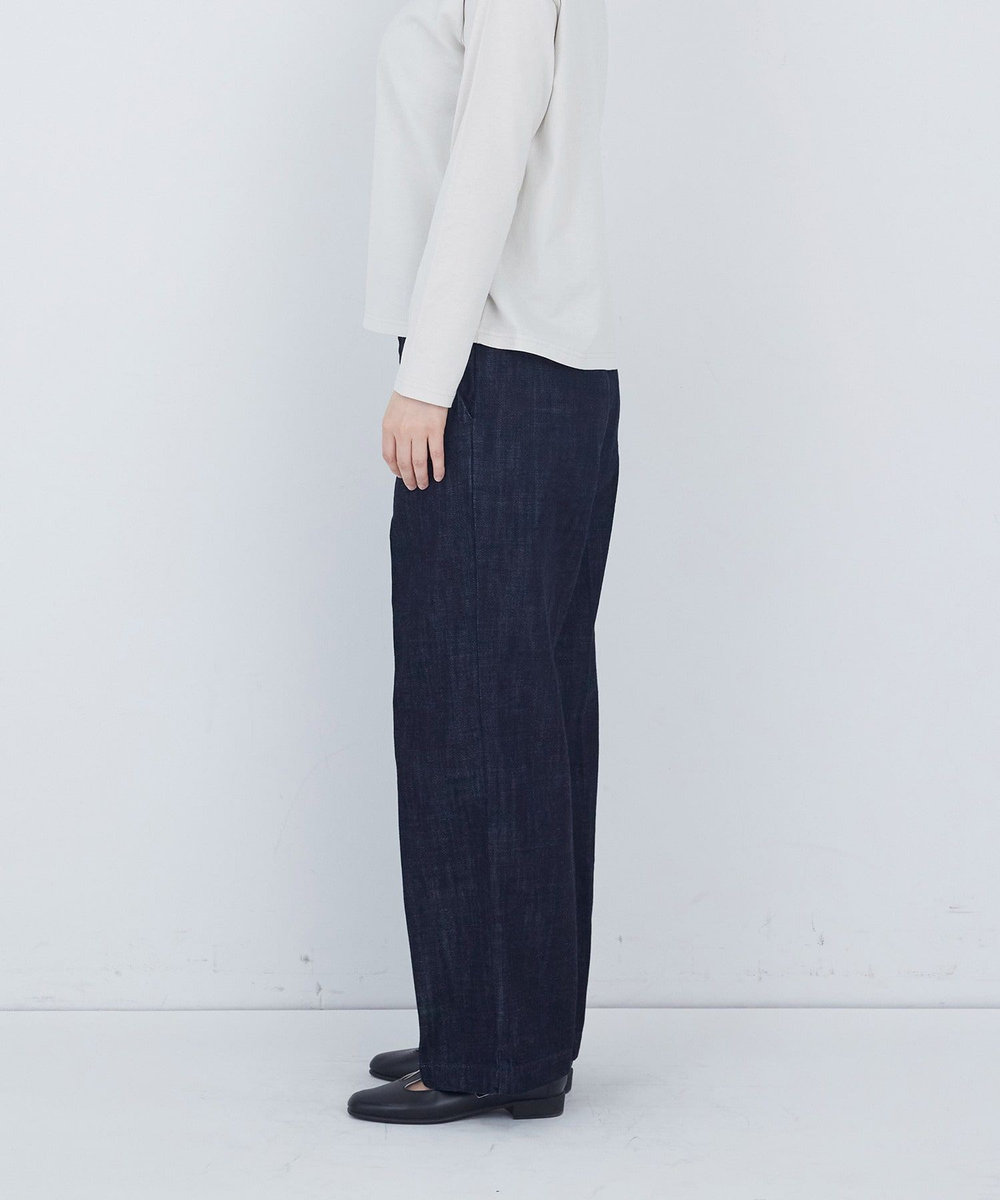 ADIEU TRISTESSE センタープレスストレートパンツ インディゴブルー