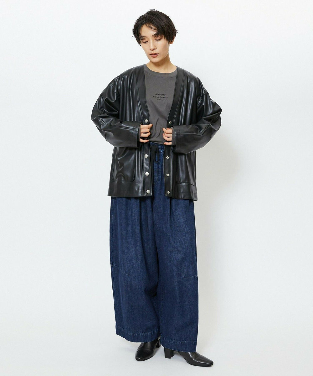 feerique feerique フェイクレザージャケット ブラック