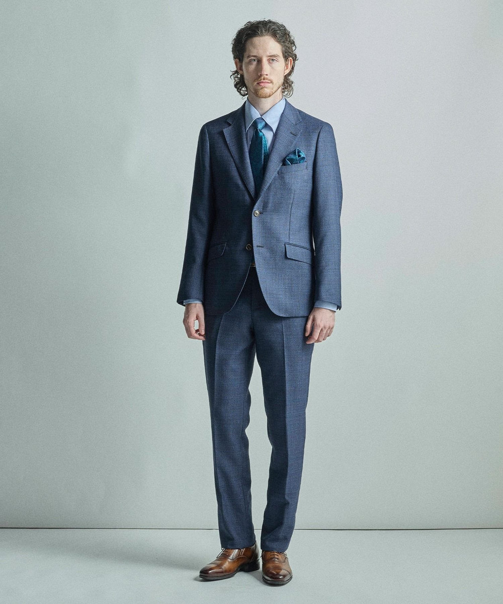 MEN'S BIGI ミックスヤーン/ホップサックテーラードジャケット ネイビー