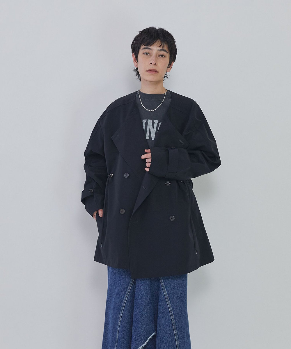 1er Arrondissement ＜VACHEMENT×1er Arrondissement＞別注リサイクルシェルタフタショートトレンチコート ネイビー
