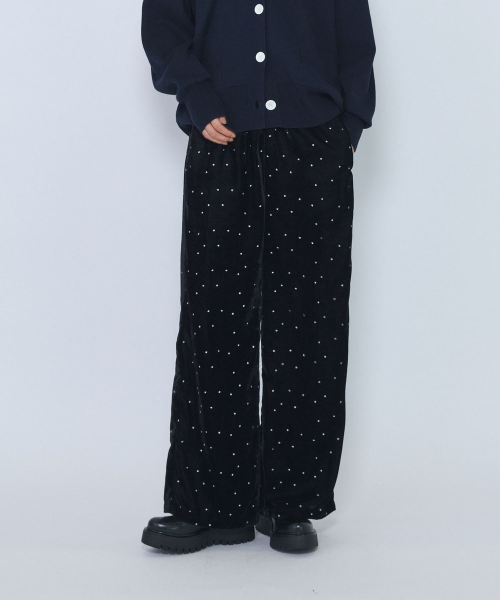 1er Arrondissement ＜COUTURE D'ADAM/クチュール ド アダム＞"Stardust Glitter Velvet Easy Wide Pant"イージーパンツ ブラック