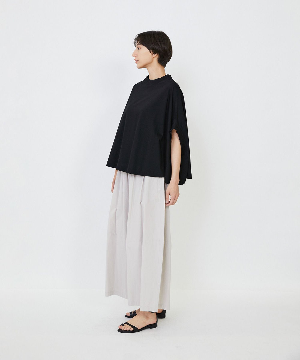 LOISIR コットン天竺Aラインシルエットプルオーバー ブラック