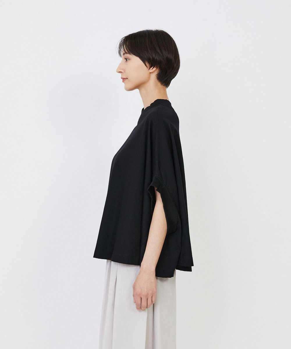 LOISIR コットン天竺Aラインシルエットプルオーバー ブラック