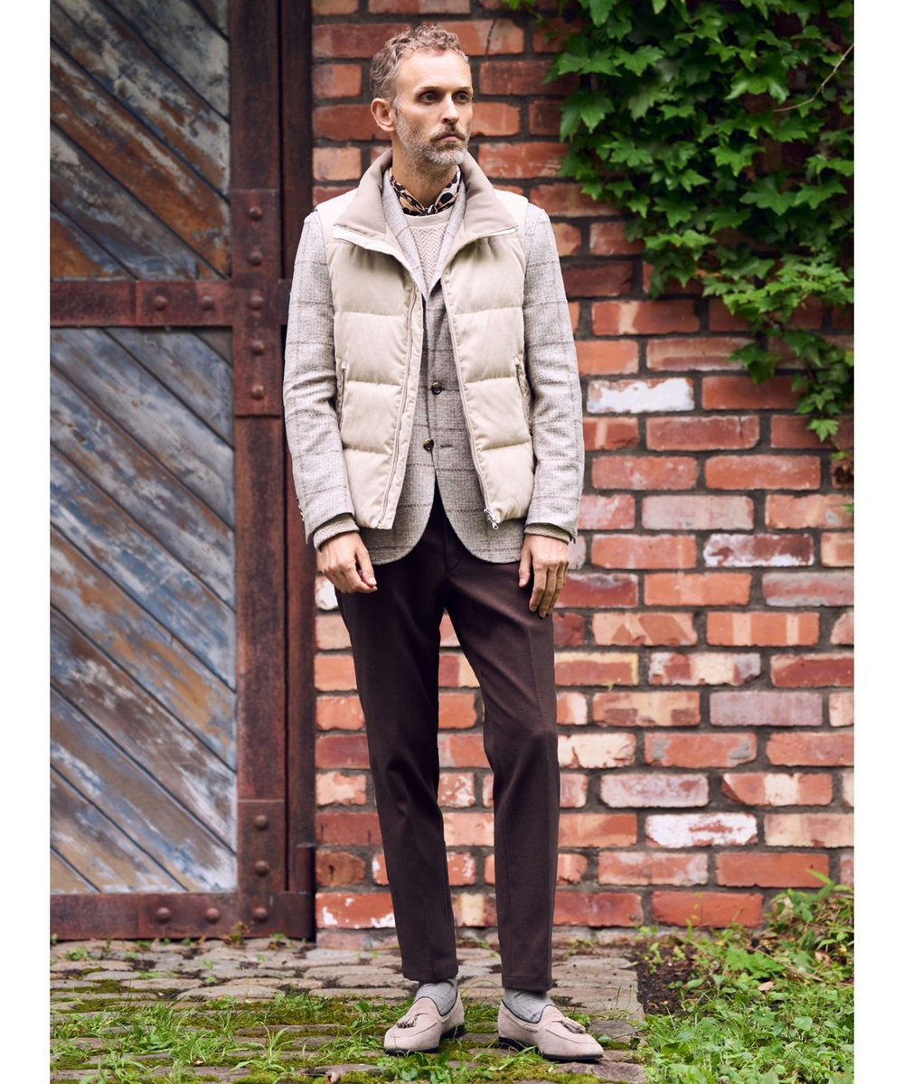 MEN'S BIGI モールジャガードクルーネックカットソー ベージュ