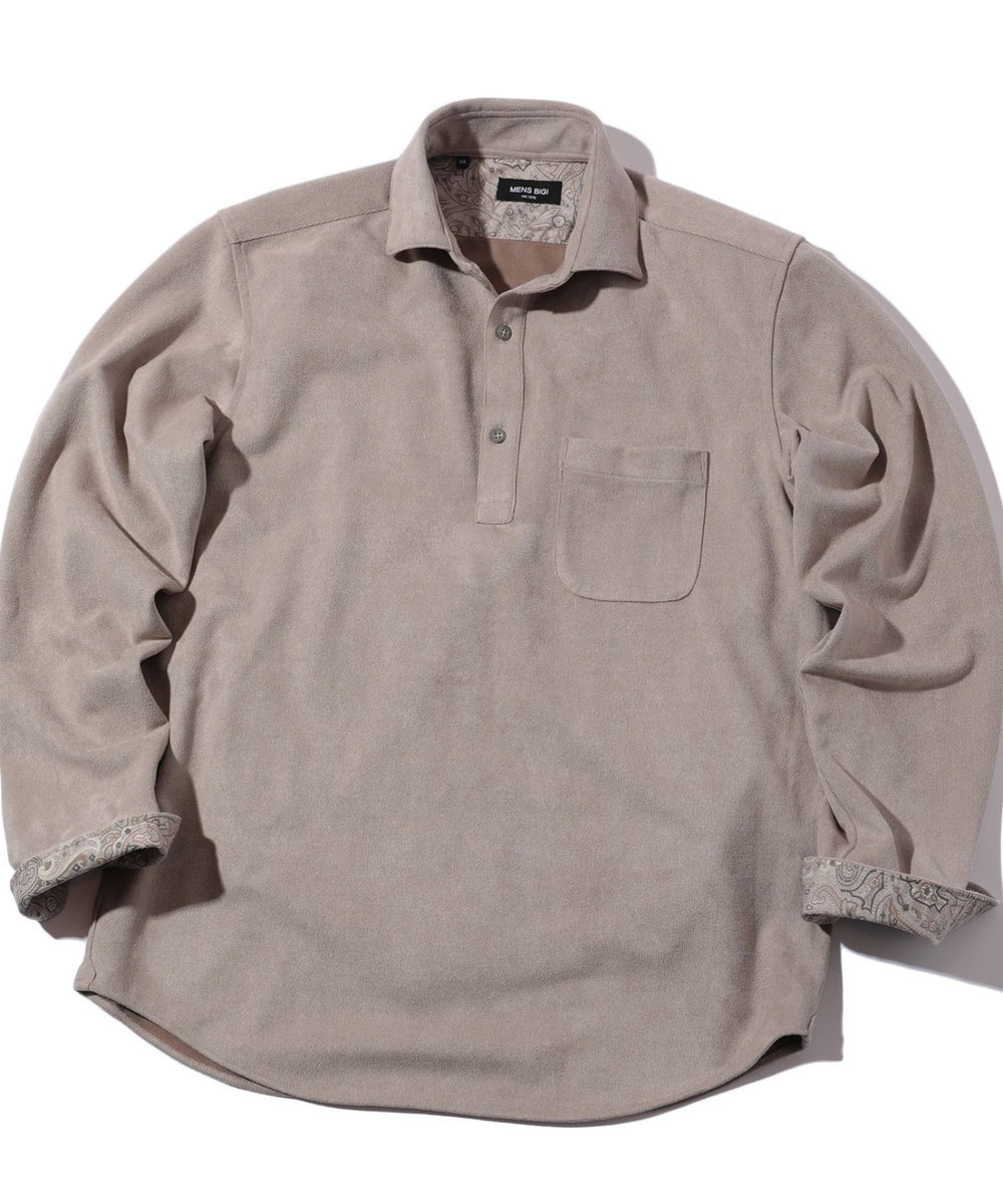 MEN'S BIGI ピケスエードカットシャツ グレー