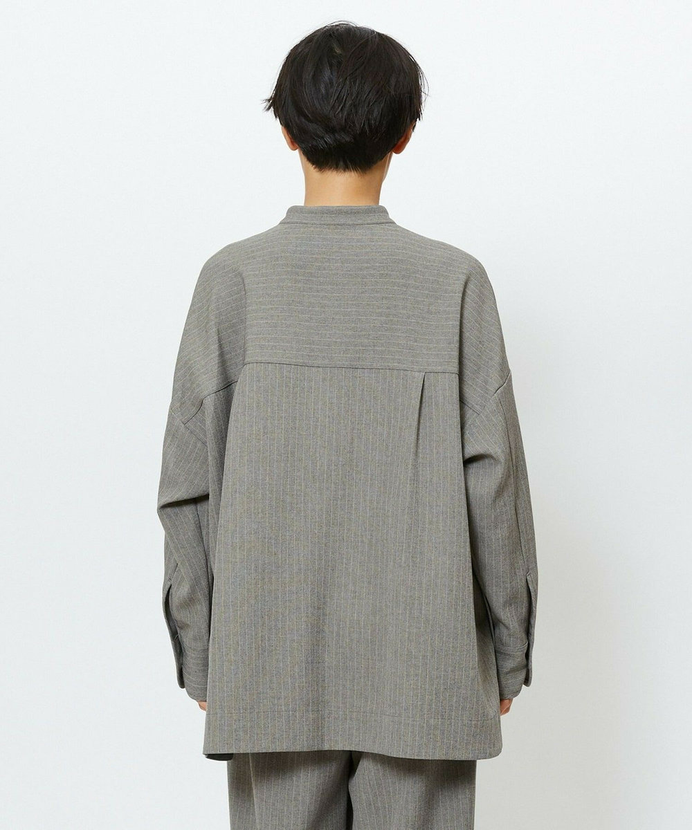 feerique feerique ウールライクストライプオーバーサイズシャツ ブラウン