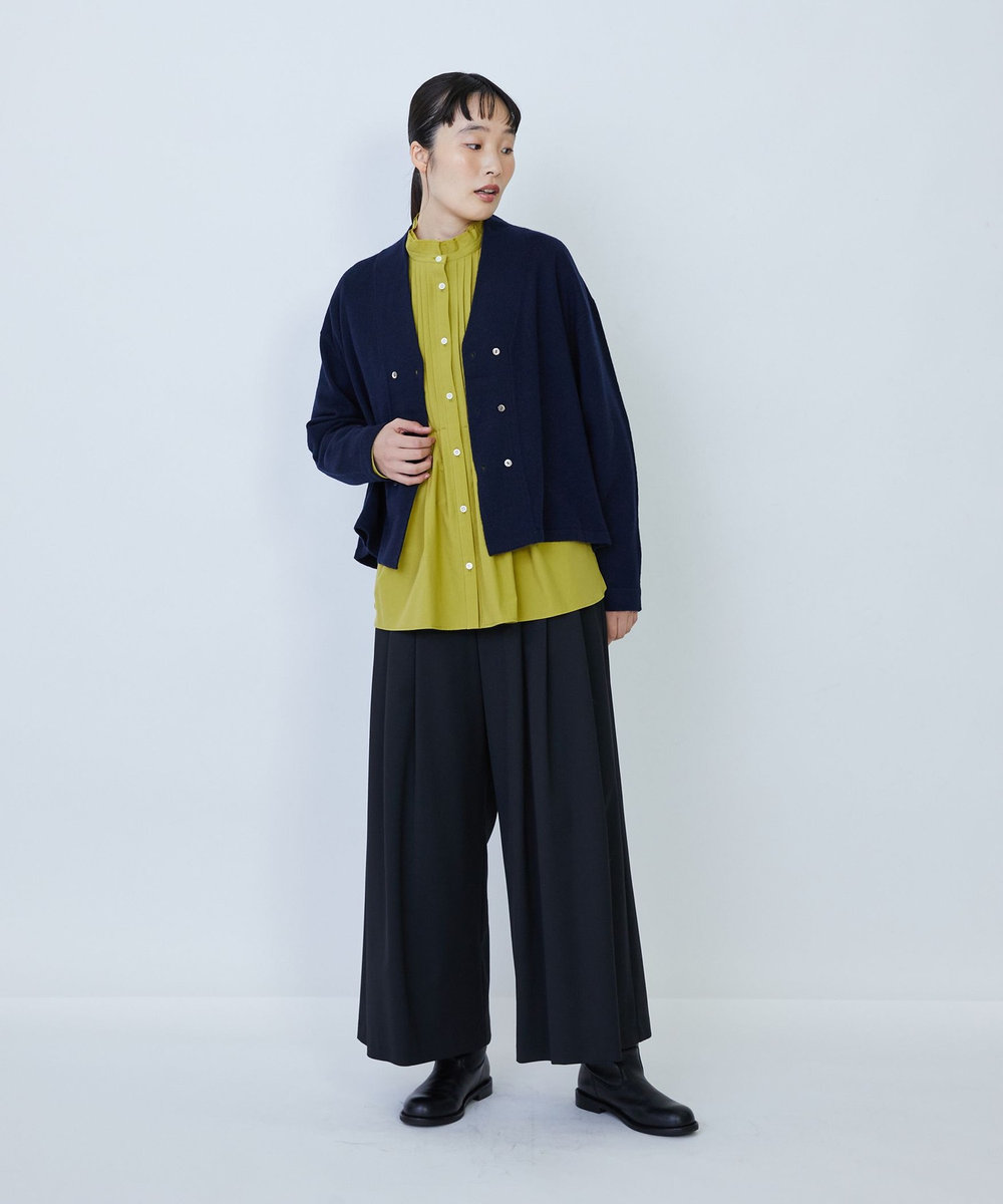 LOISIR コットンブロードタックディテールブラウス グリーン