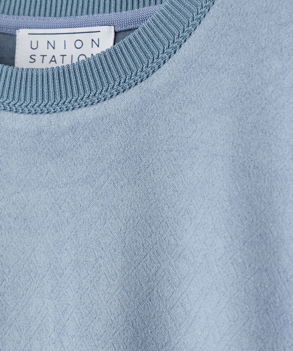 UNION STATION ビーガンスエードエンボスロングスリーブTシャツ ライトブルー