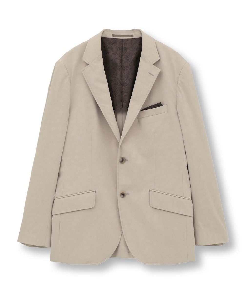 MEN'S BIGI フェイクレザー テーラードジャケット ベージュ