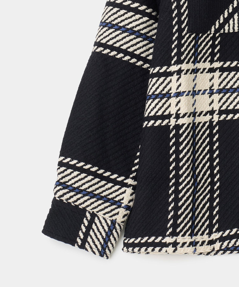 MEN'S BIGI wax london Whiting Black And Ecru Oversize Grid Check Overshirt ブラック