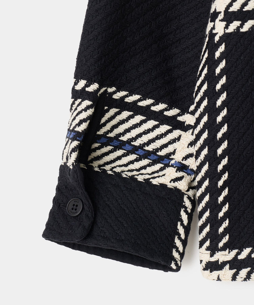 MEN'S BIGI wax london Whiting Black And Ecru Oversize Grid Check Overshirt ブラック
