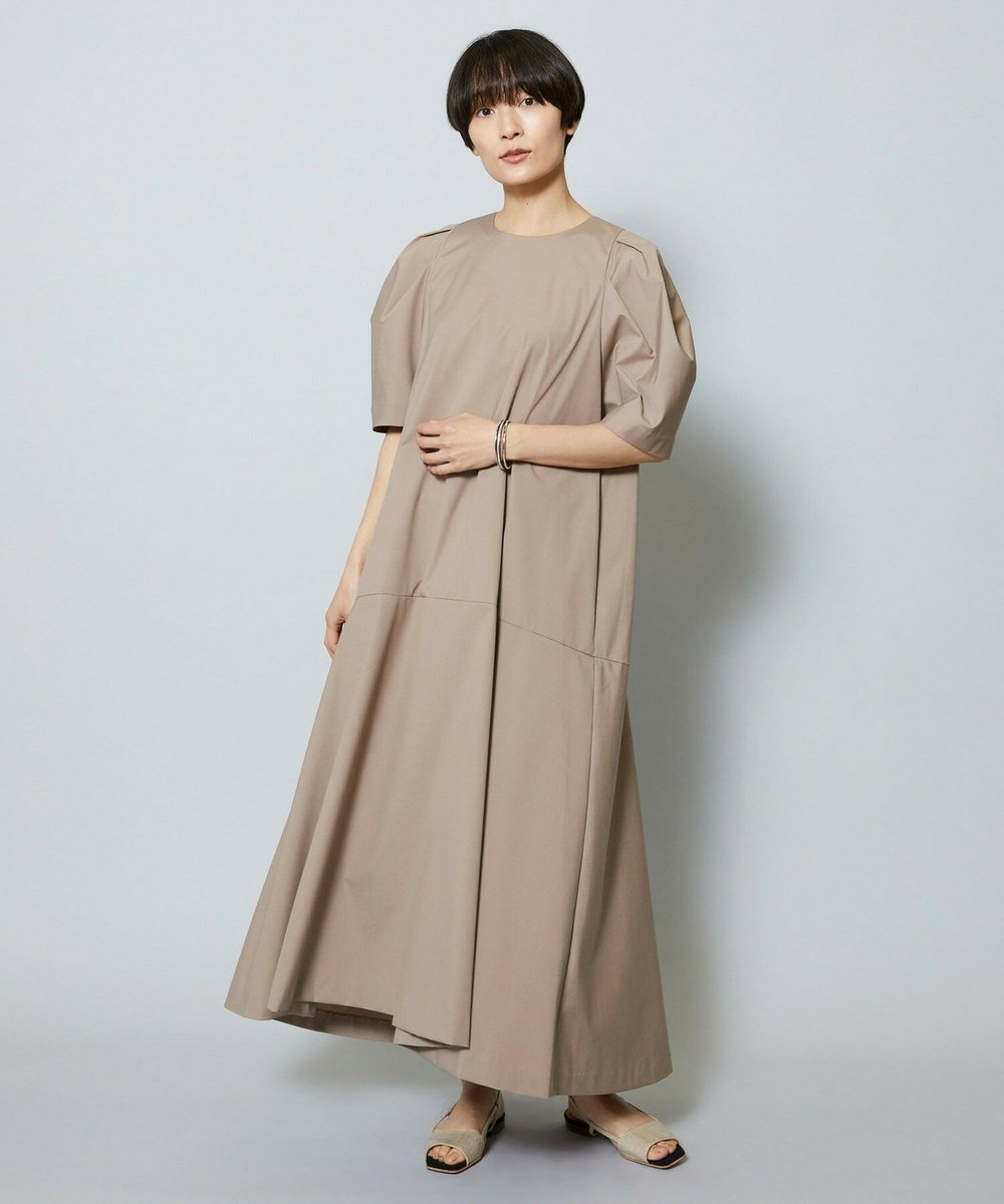 MOGA 雑誌eclat ×スタイリスト池田奈加子コラボ ファンクショナルブロードフレアーワンピース ベージュ