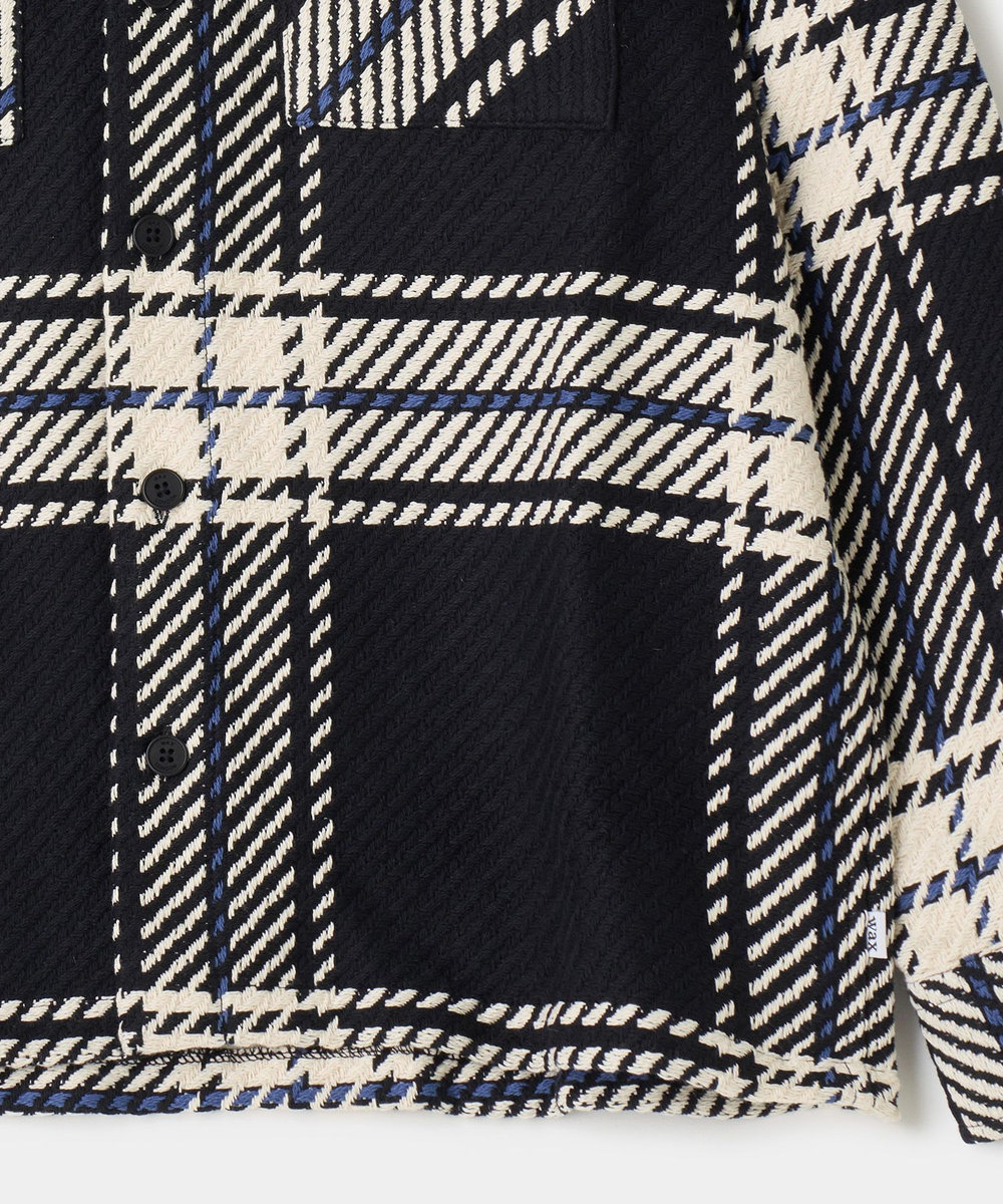 MEN'S BIGI wax london Whiting Black And Ecru Oversize Grid Check Overshirt ブラック