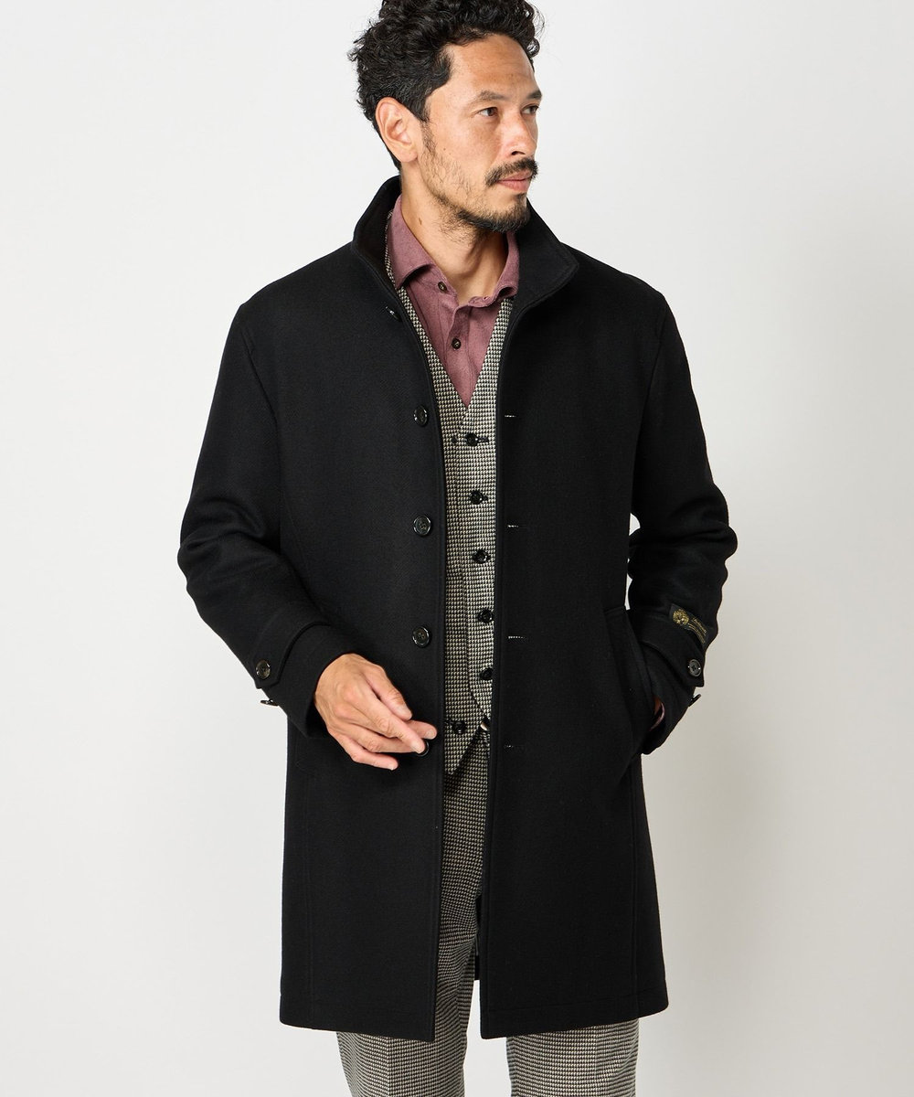 MEN'S BIGI Bellandiウールメルトンスタンドカラーコート ブラック