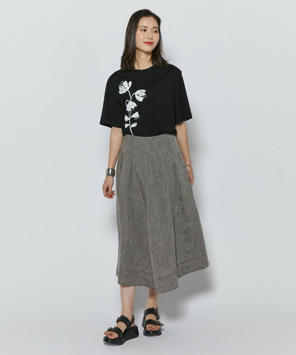 L'EQUIPE Lサイズ（大きいサイズ） 【大きいサイズ】フラワー顔料プリントTシャツ ブラック