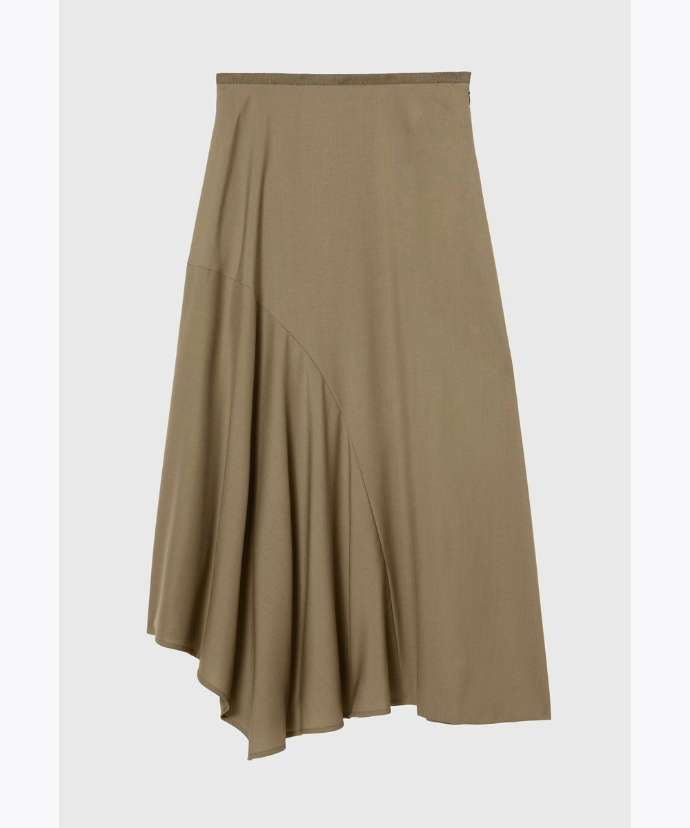 DÉPAREILLÉ WOOL TORO ASYMMETRY SKIRT / ウールトロアシンメトリースカート キャメル