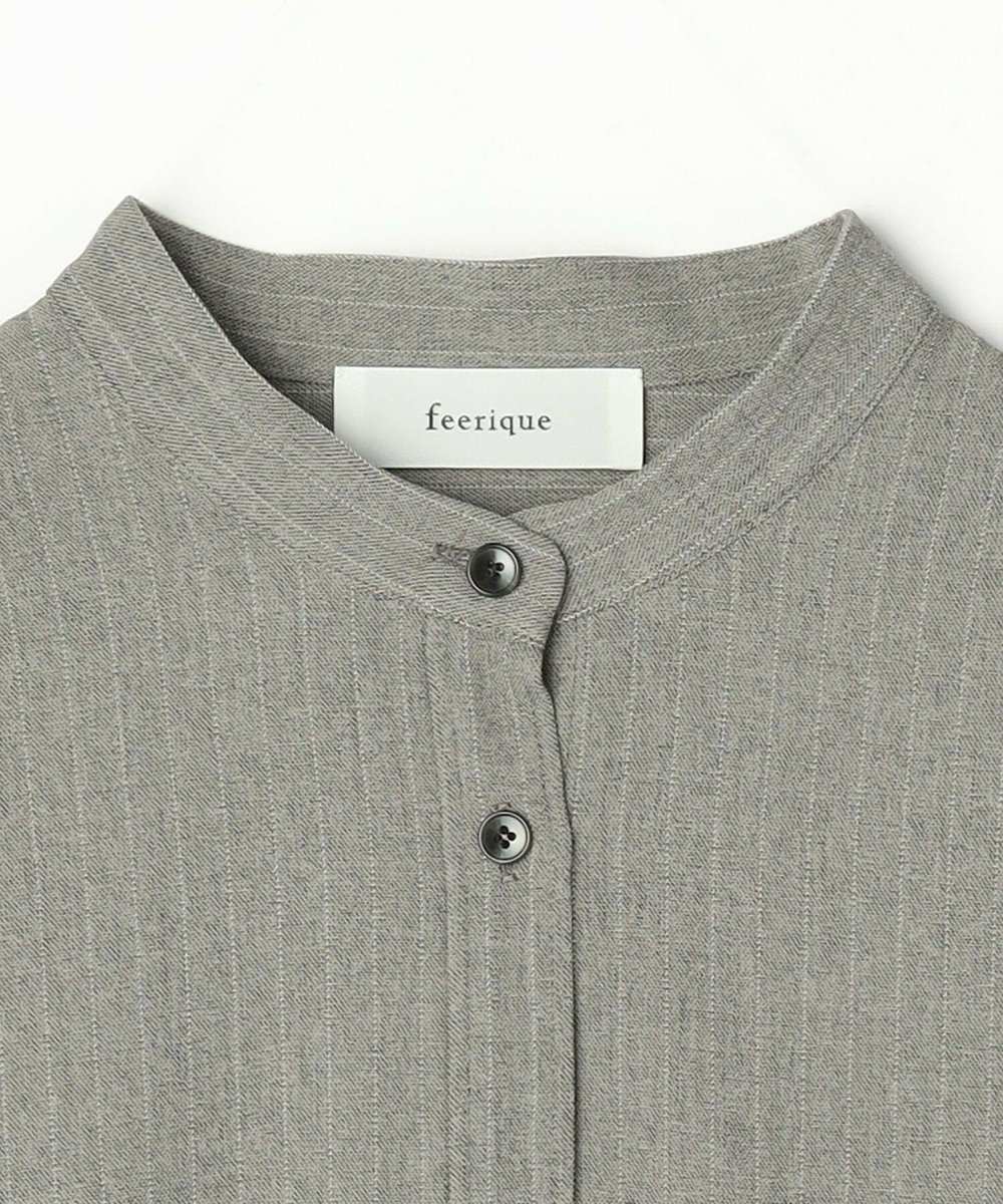 feerique feerique ウールライクストライプオーバーサイズシャツ ブラウン