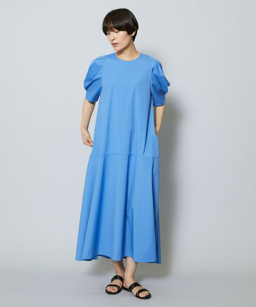 MOGA 雑誌eclat ×スタイリスト池田奈加子コラボ ファンクショナルブロードフレアーワンピース ブルー