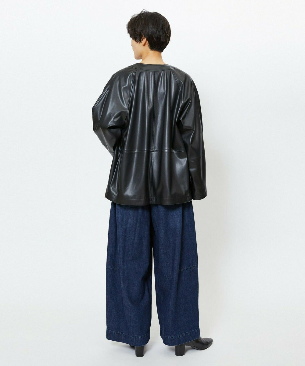 feerique feerique フェイクレザージャケット ブラック