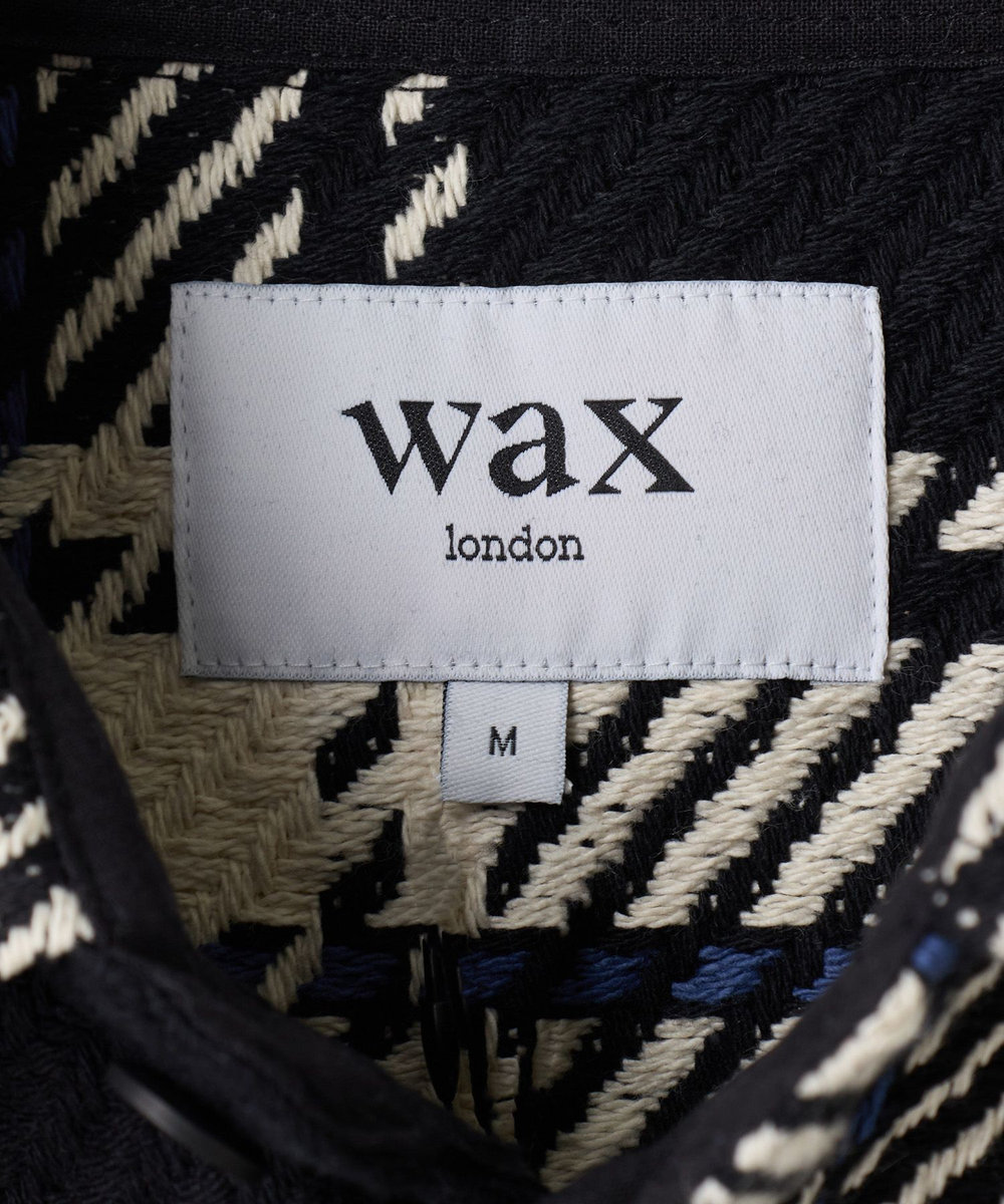 MEN'S BIGI wax london Whiting Black And Ecru Oversize Grid Check Overshirt ブラック