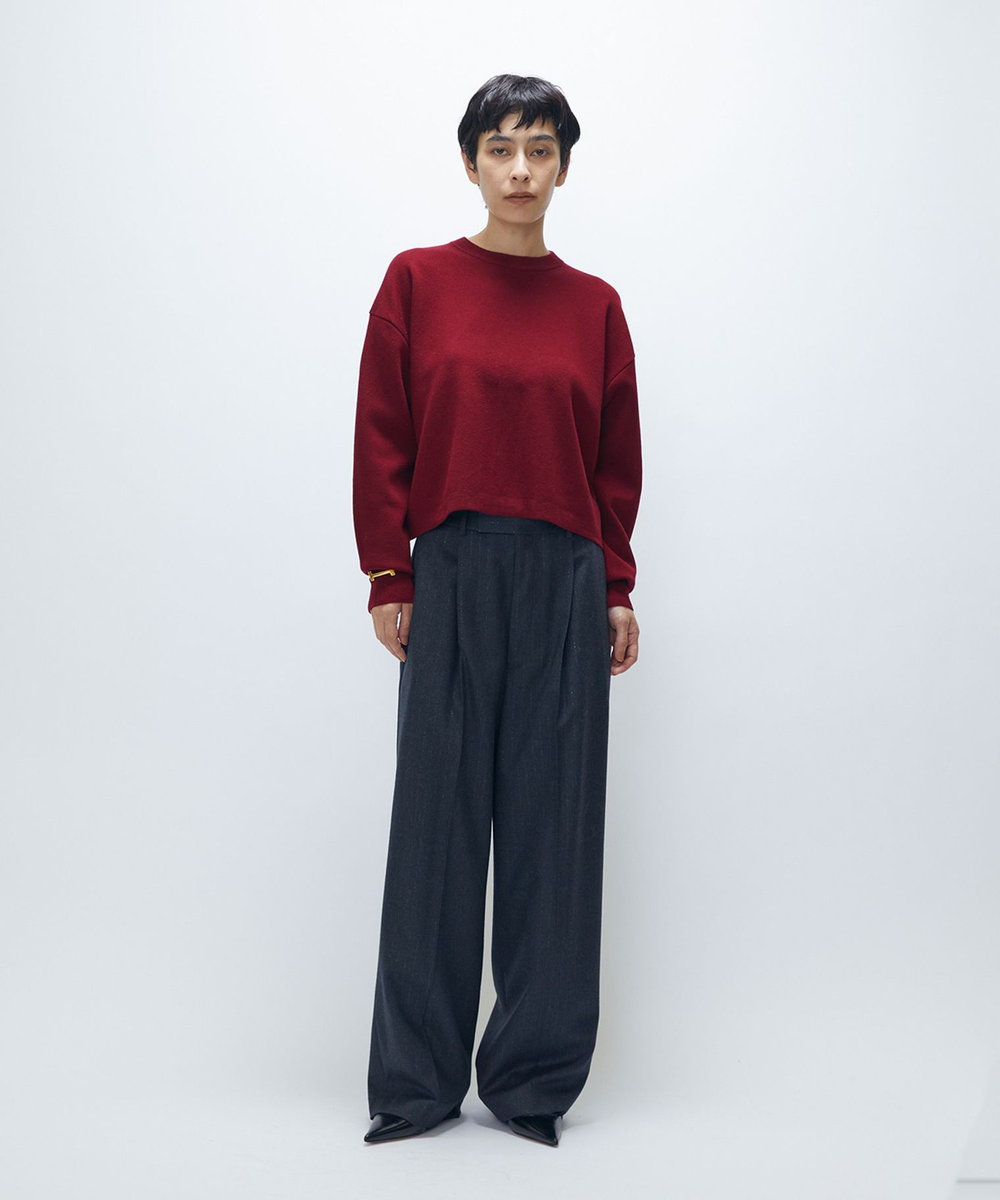 1er Arrondissement ラメストライプテーパードパンツ チャコールグレー