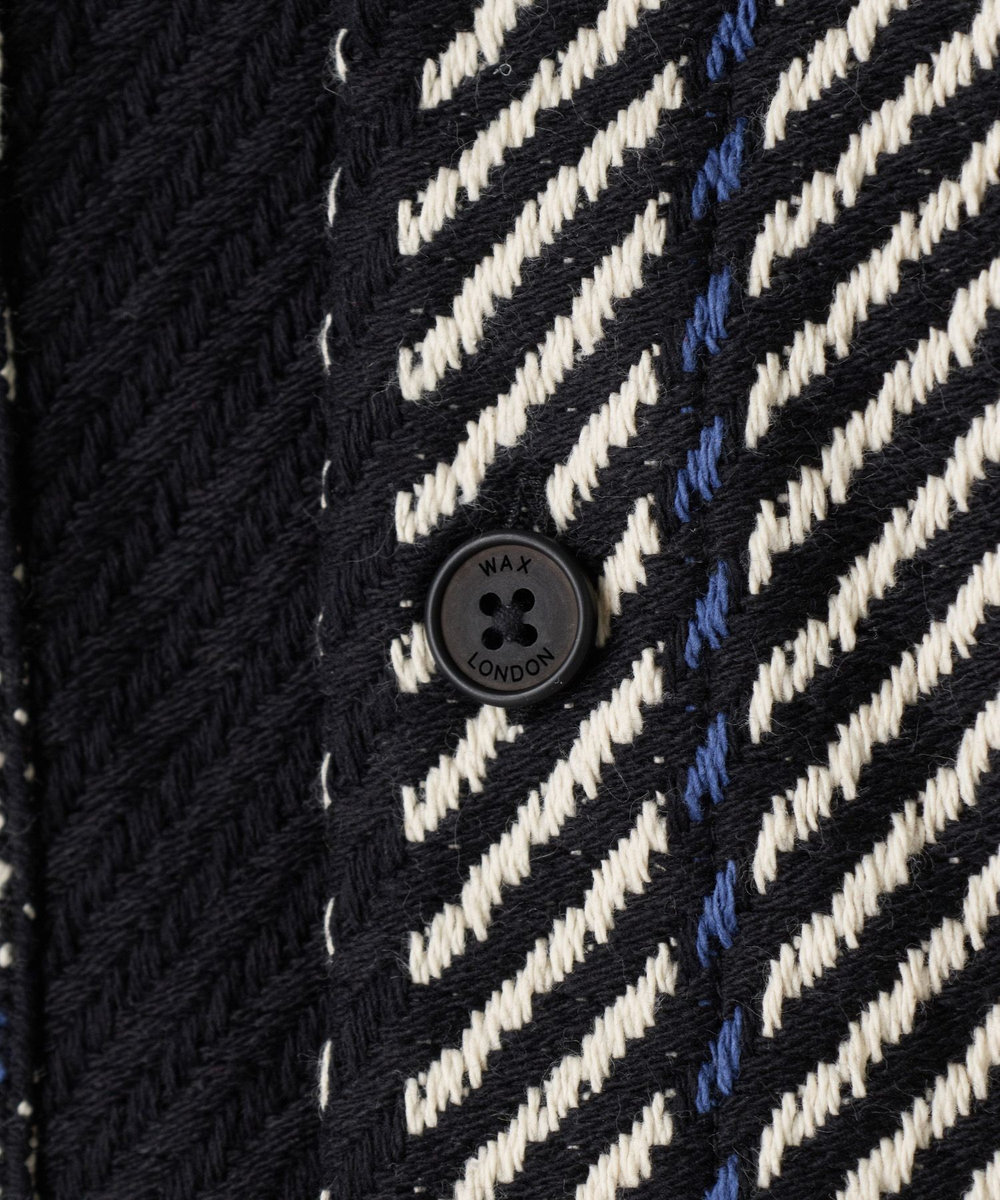 MEN'S BIGI wax london Whiting Black And Ecru Oversize Grid Check Overshirt ブラック