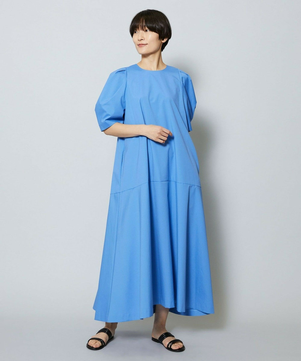MOGA 雑誌eclat ×スタイリスト池田奈加子コラボ ファンクショナルブロードフレアーワンピース ブルー