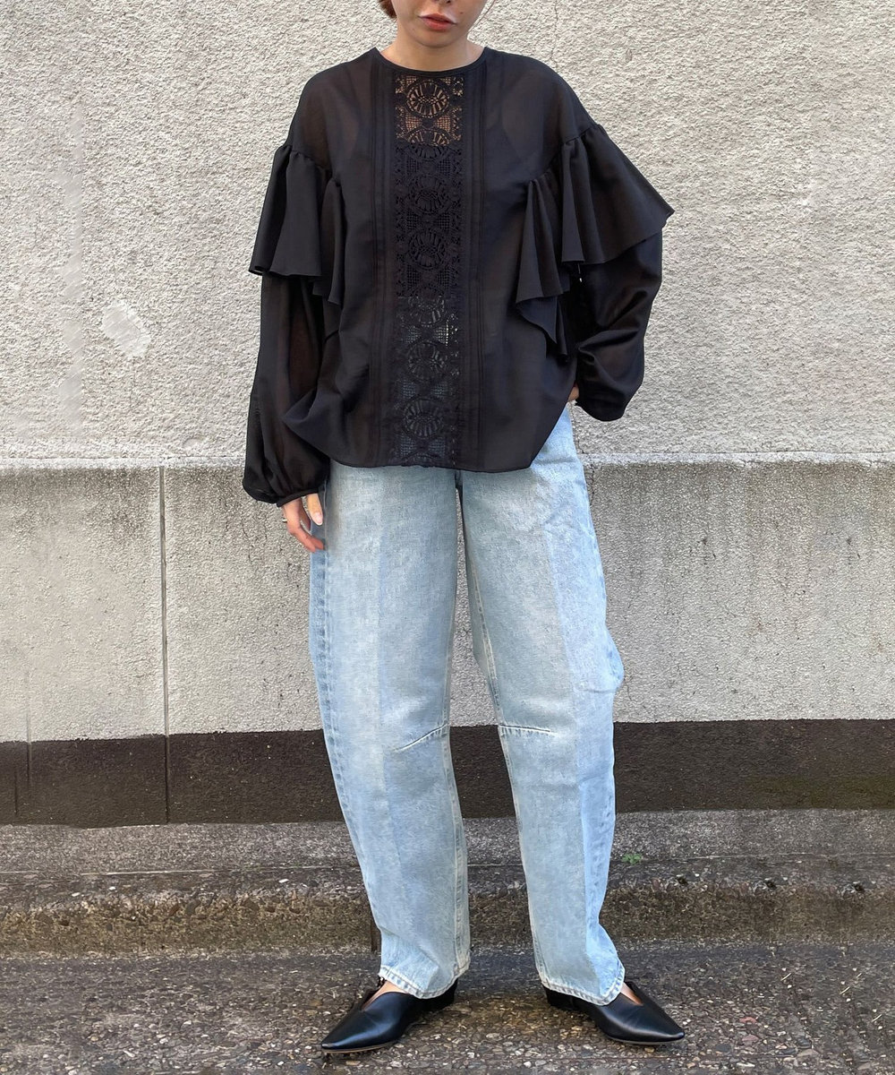 1er Arrondissement ボイル×レースブラウス ブラック