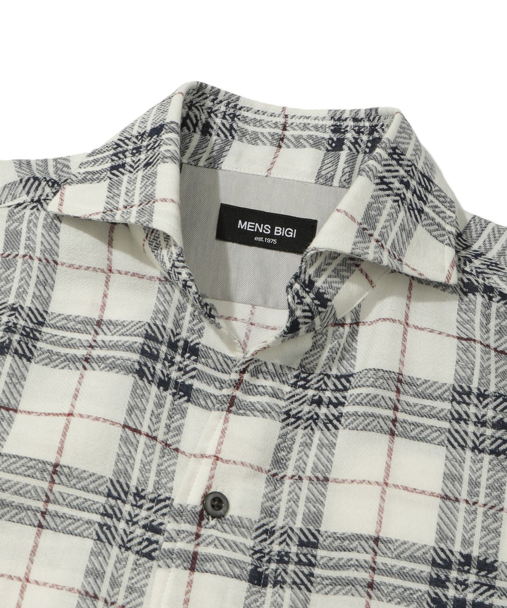 MEN'S BIGI カスレチェックジャガードカッタウェイスキッパーシャツ トリコロール