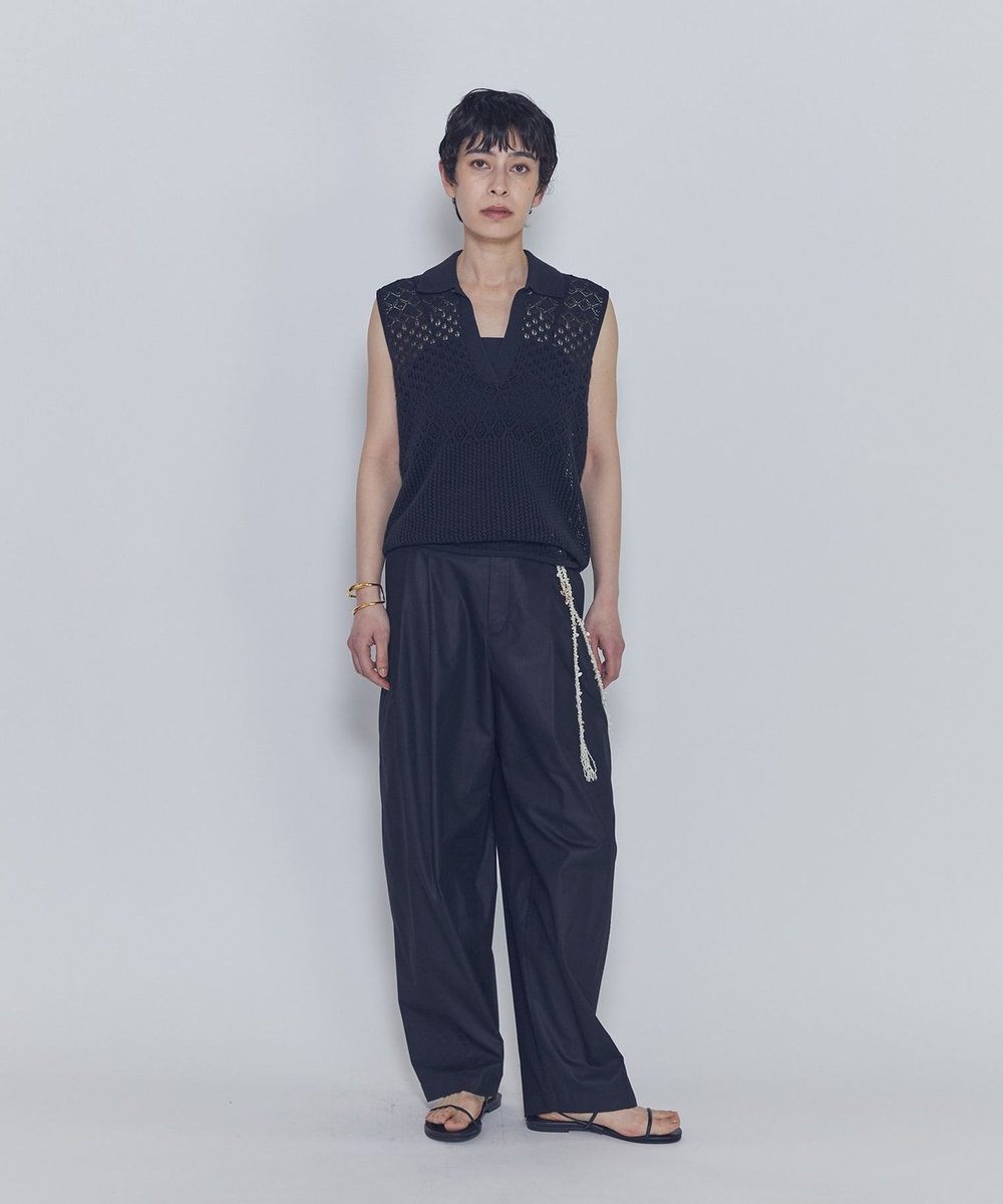 1er Arrondissement チンツシェルチェーンパンツ ブラック