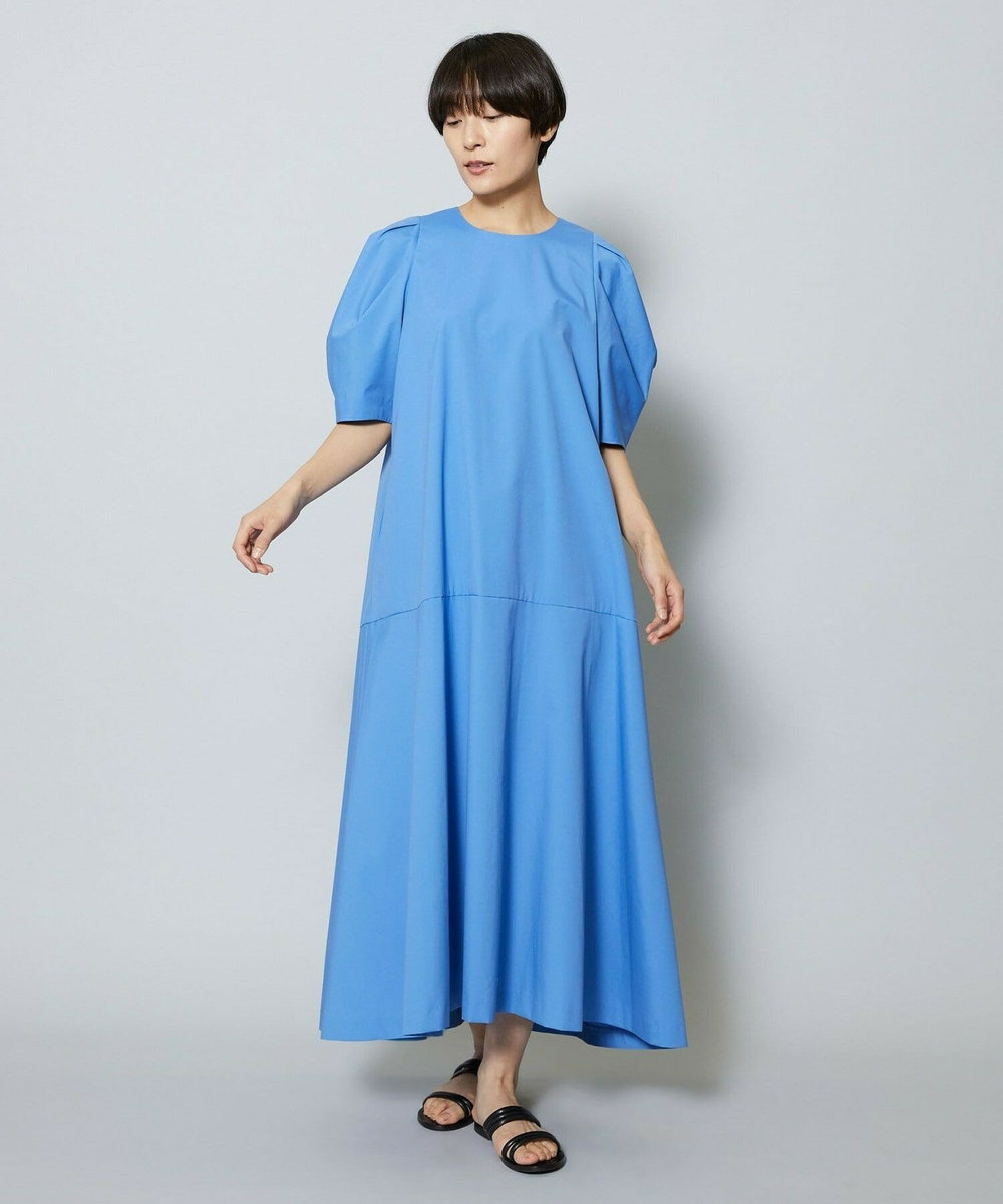 MOGA 雑誌eclat ×スタイリスト池田奈加子コラボ ファンクショナルブロードフレアーワンピース ブルー