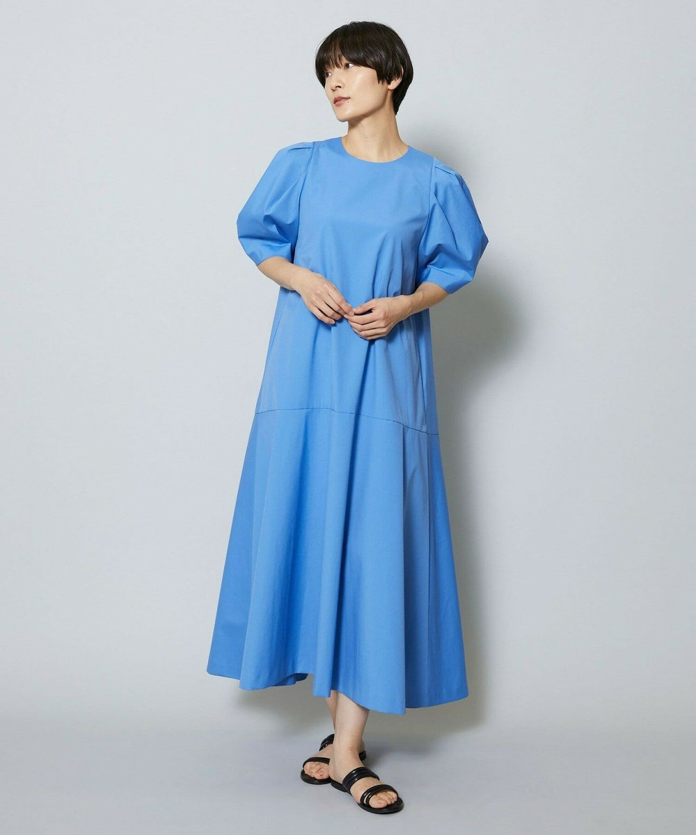MOGA 雑誌eclat ×スタイリスト池田奈加子コラボ ファンクショナルブロードフレアーワンピース ブルー
