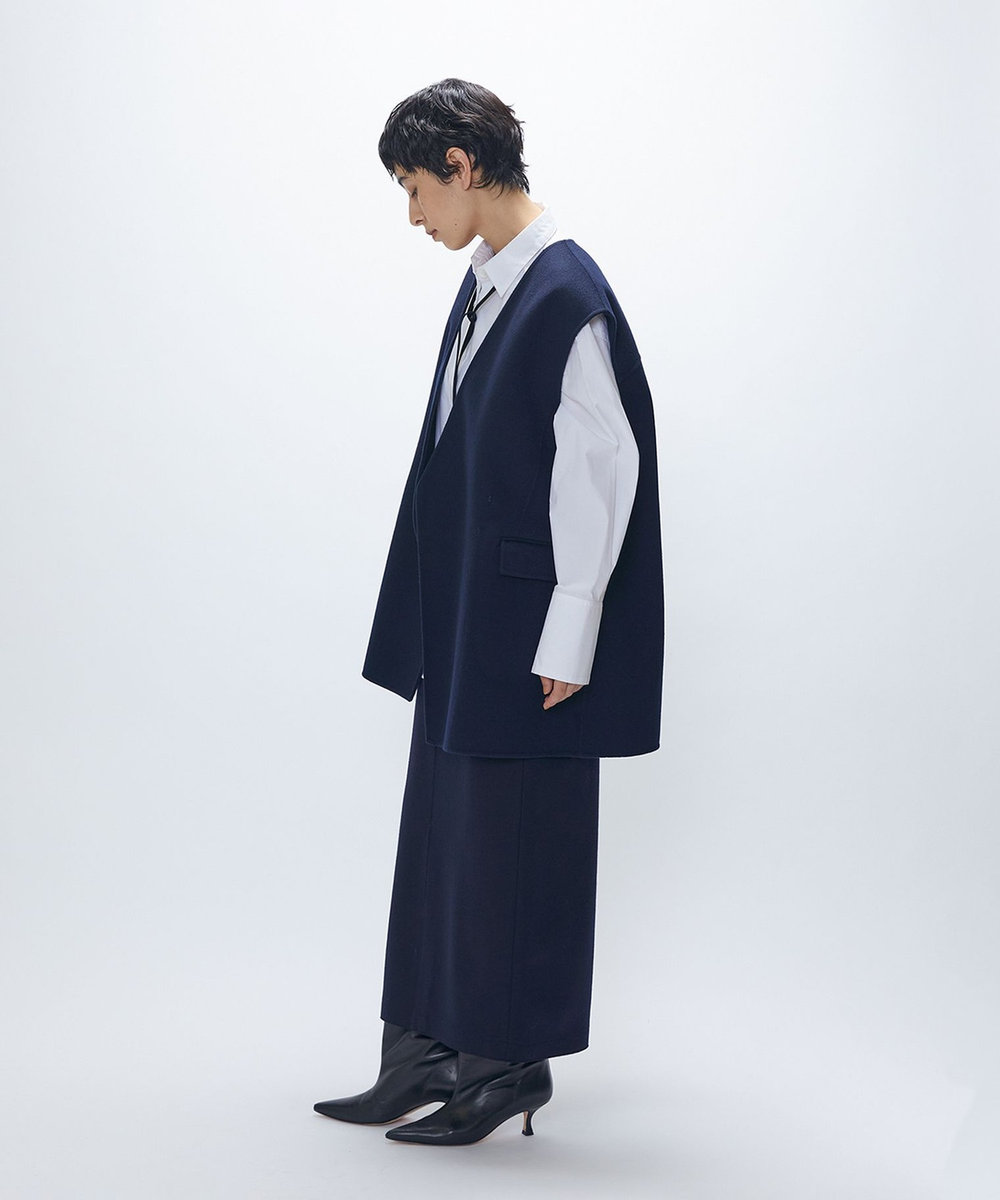 1er Arrondissement ウールスムースタイトスカート ネイビー