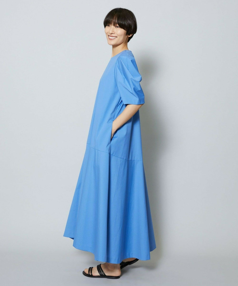 MOGA 雑誌eclat ×スタイリスト池田奈加子コラボ ファンクショナルブロードフレアーワンピース ブルー