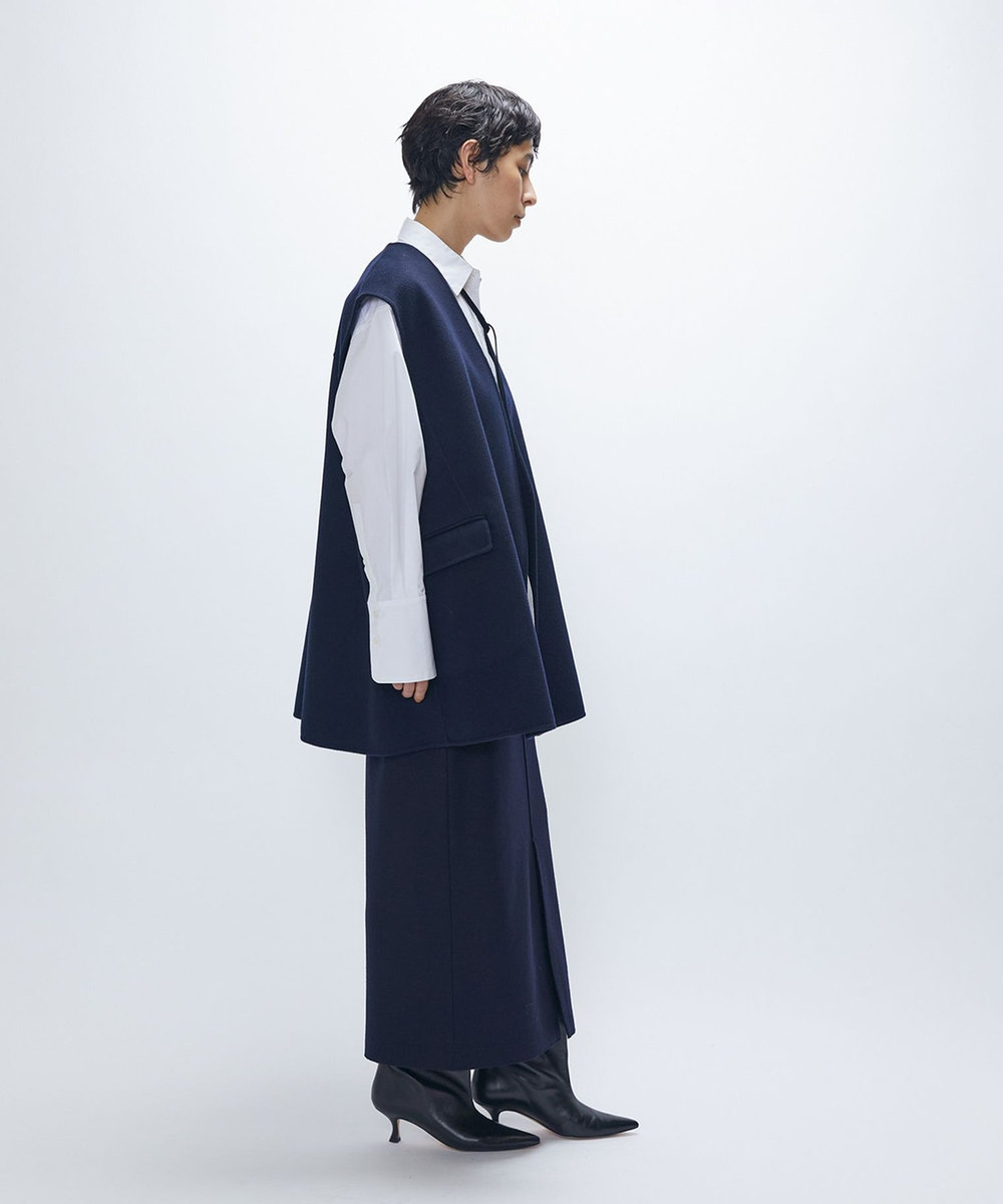 1er Arrondissement ウールスムースタイトスカート ネイビー