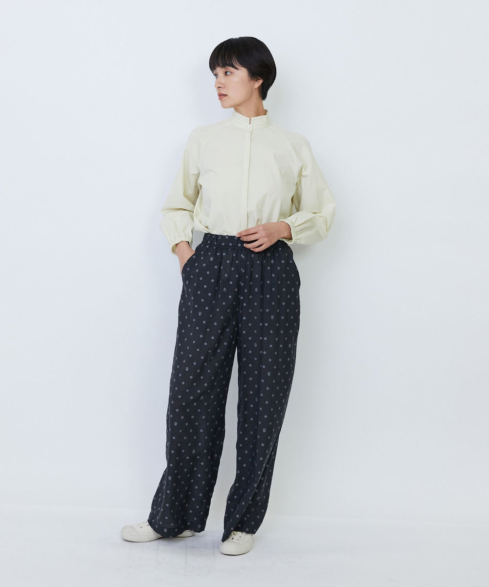 LOISIR オリジナル柄カットジャカードイージーパンツ ブラック系その他