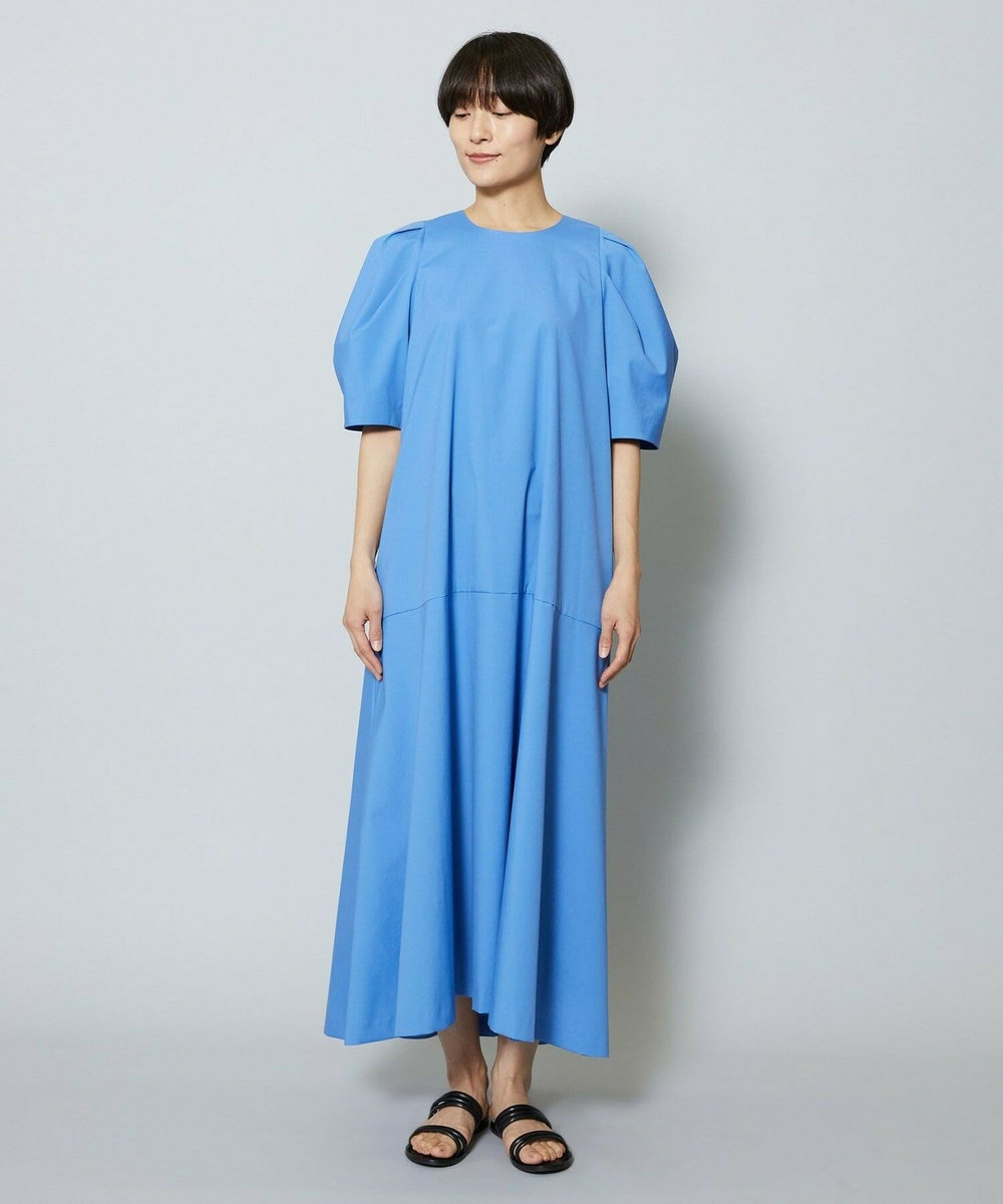 MOGA 雑誌eclat ×スタイリスト池田奈加子コラボ ファンクショナルブロードフレアーワンピース ブルー