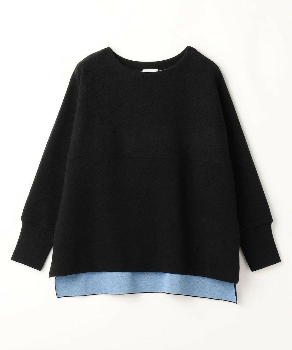 MOGA Lサイズ（大きいサイズ） 【大きいサイズ】WOOLEN×AMOSSA ドルマンスリーブ配色ニット ブラック