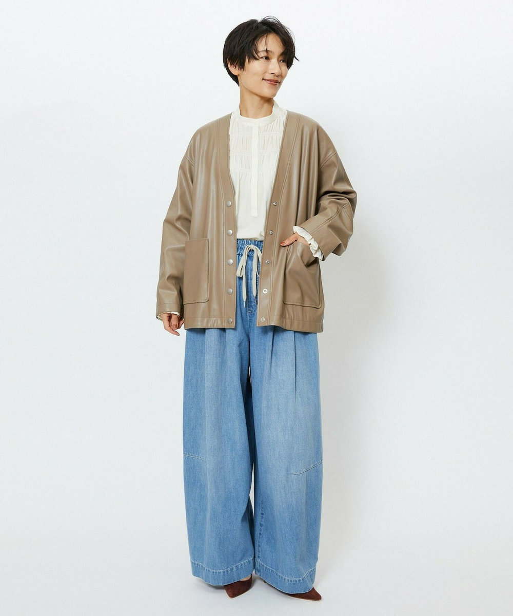 feerique feerique フェイクレザージャケット モカ