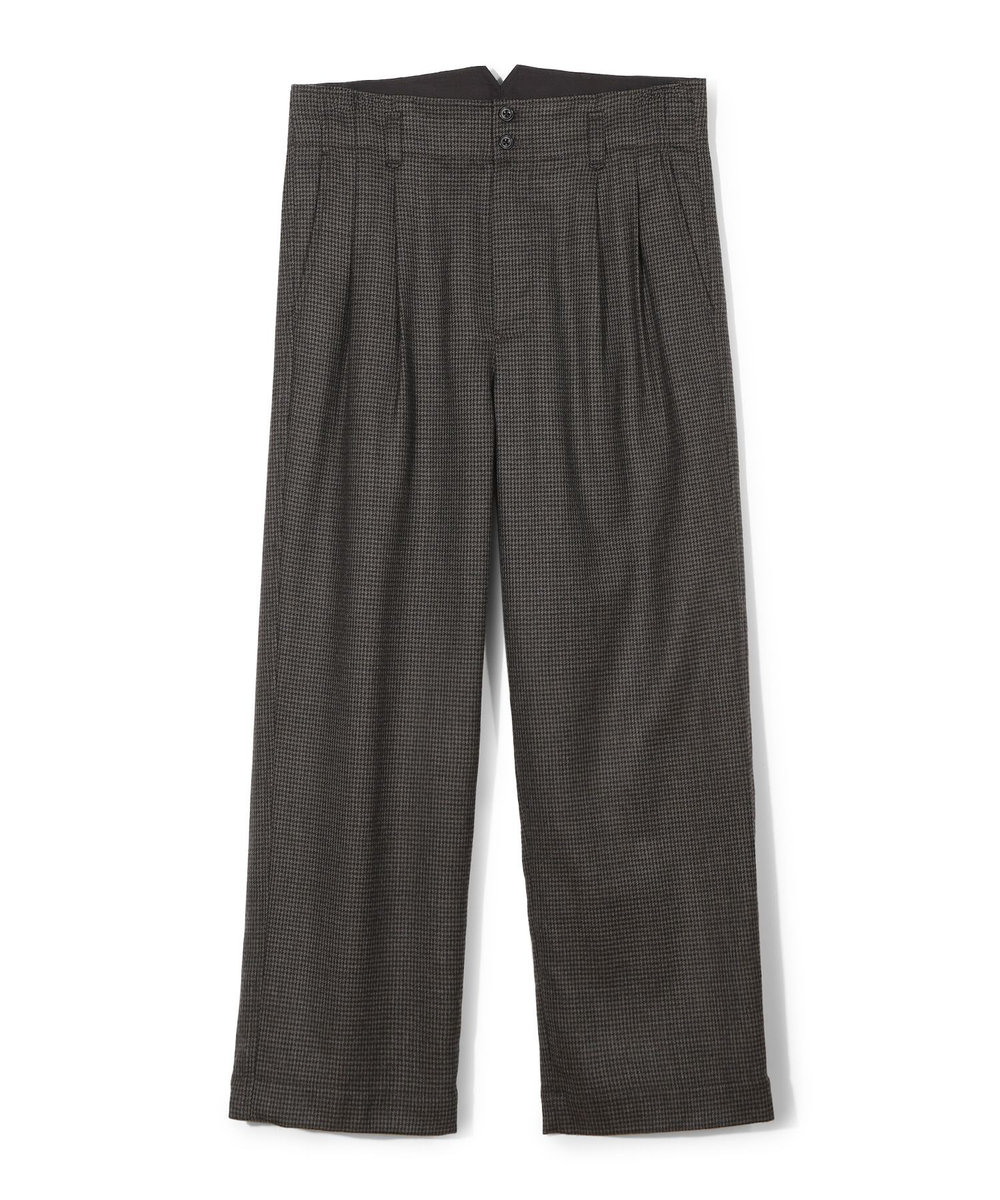 MEN'S BIGI 【50th Anniv . 中田 慎介】 WOOL HOUND'S TOOTH WIDE PANTS ブラウン