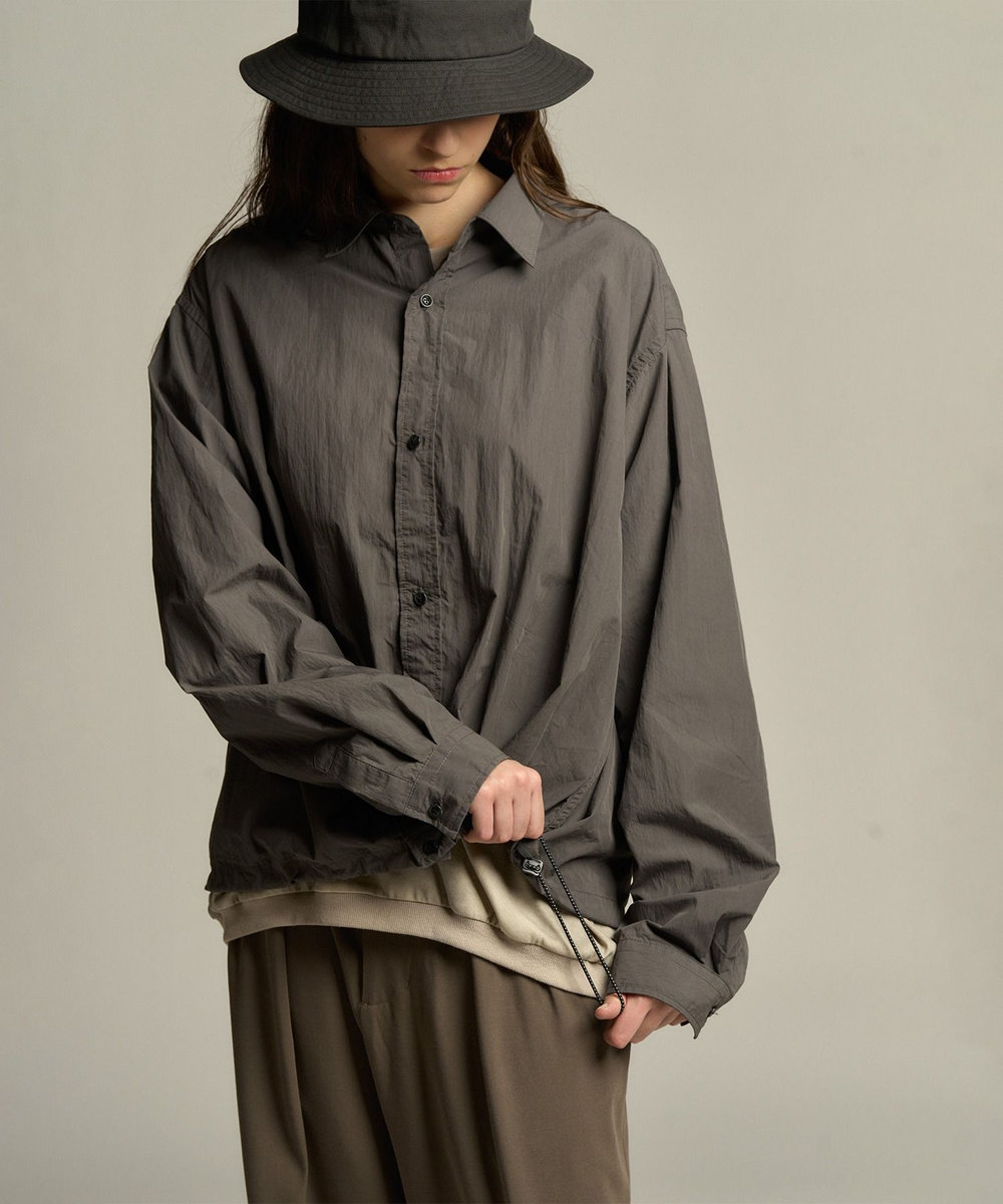 MEN'S BIGI コットンナイロンドローコードシャツ グレー