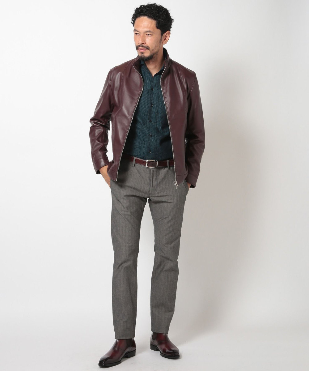 MEN'S BIGI クロームタンニングレザージャケット ボルドー