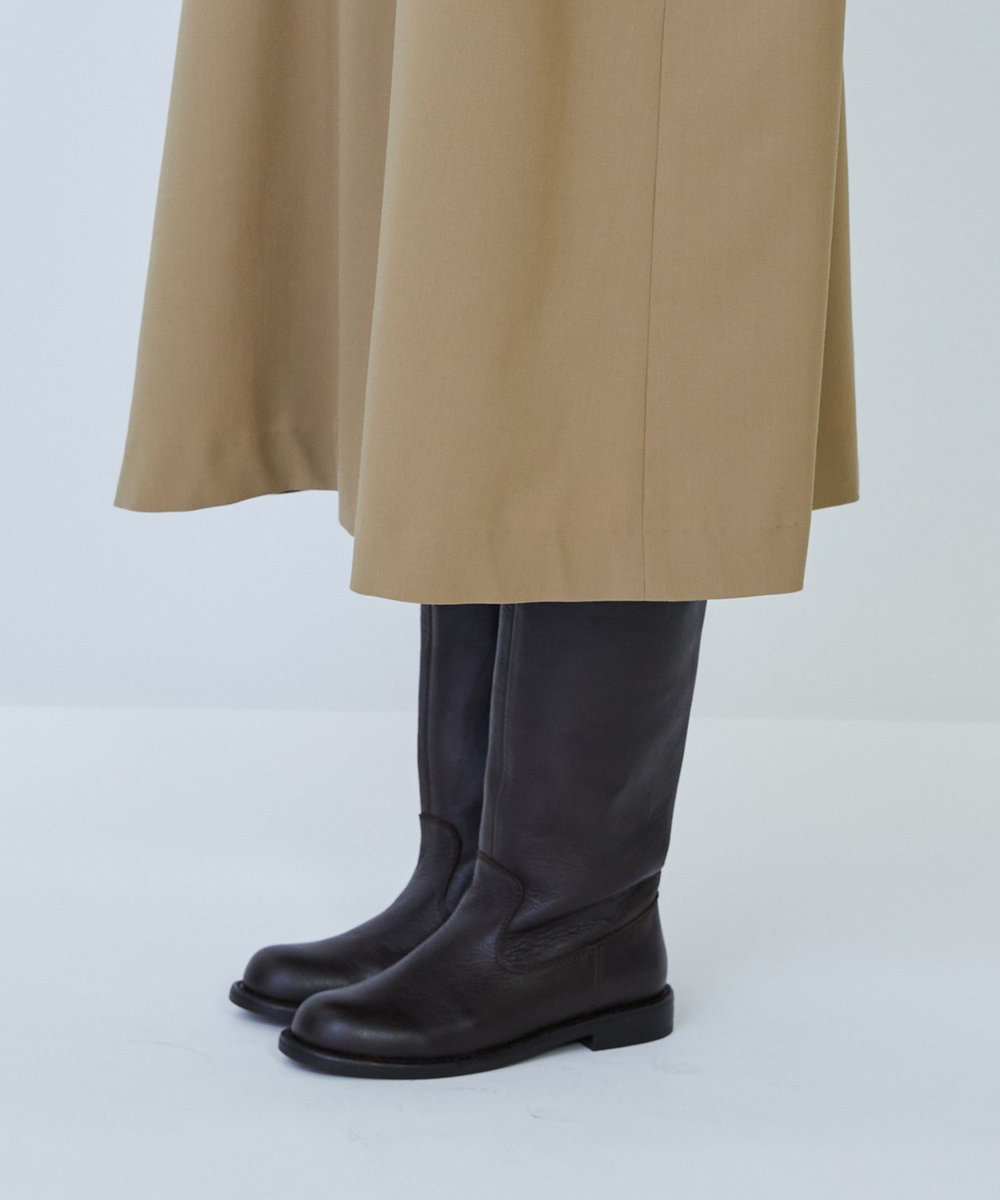 LOISIR ウール混ギャバスリーブレスワンピース ベージュ
