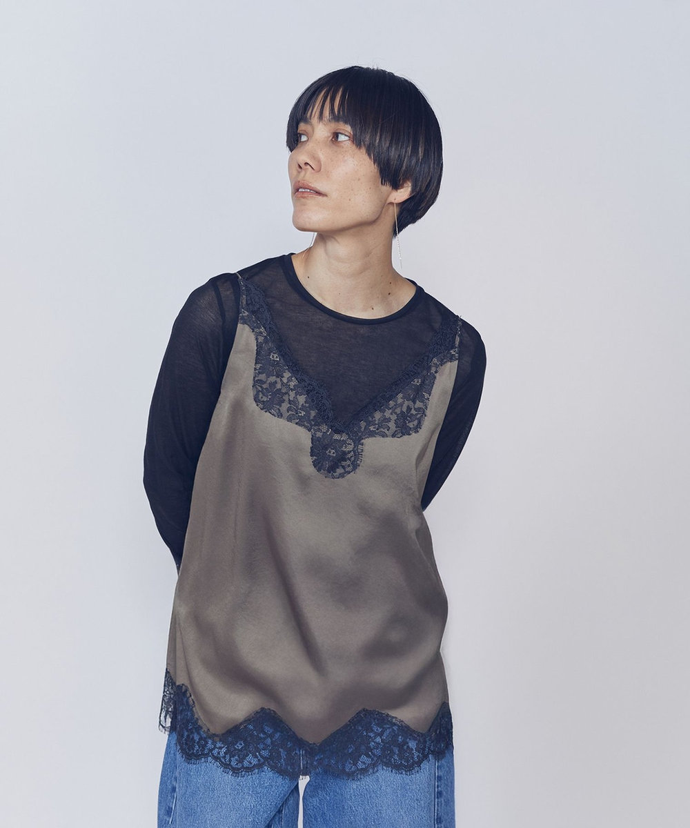 1er Arrondissement 【追加】シアーロングスリーブＴシャツ ブラック