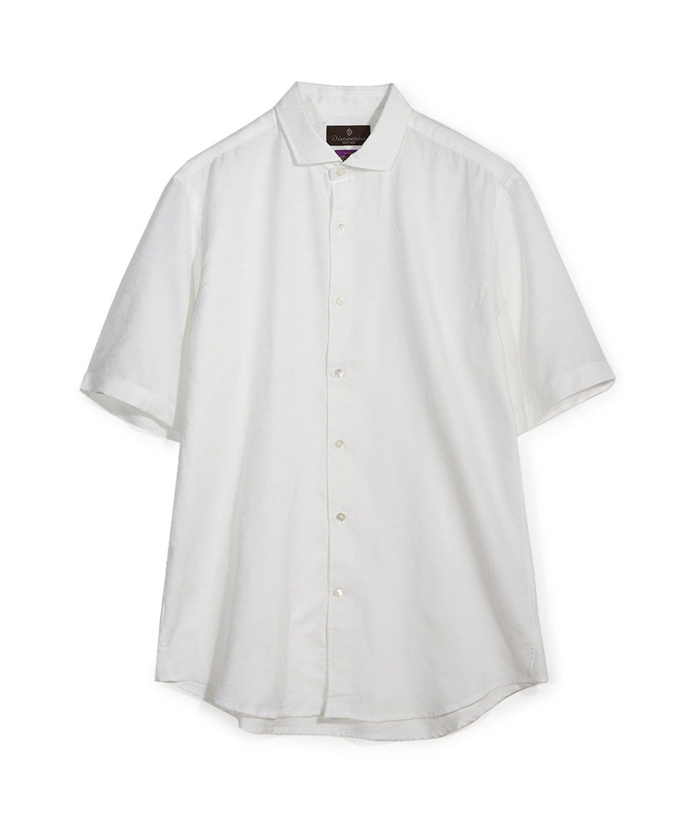 MEN'S BIGI 【LIBERTY/リバティー】フラワージャガードハーフスリーブシャツ ホワイト