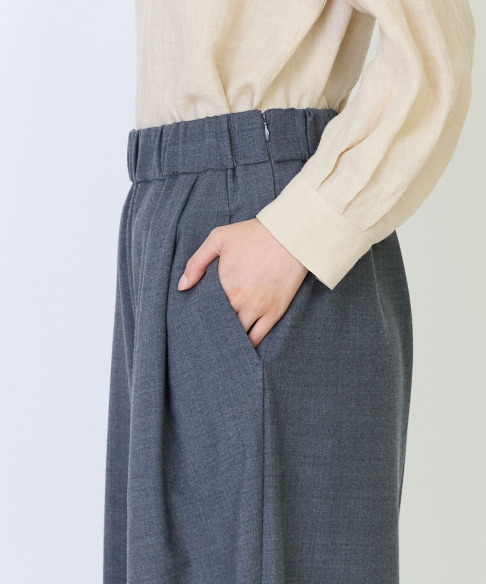 LOISIR エステルウールサキソニーワイドパンツ グレー