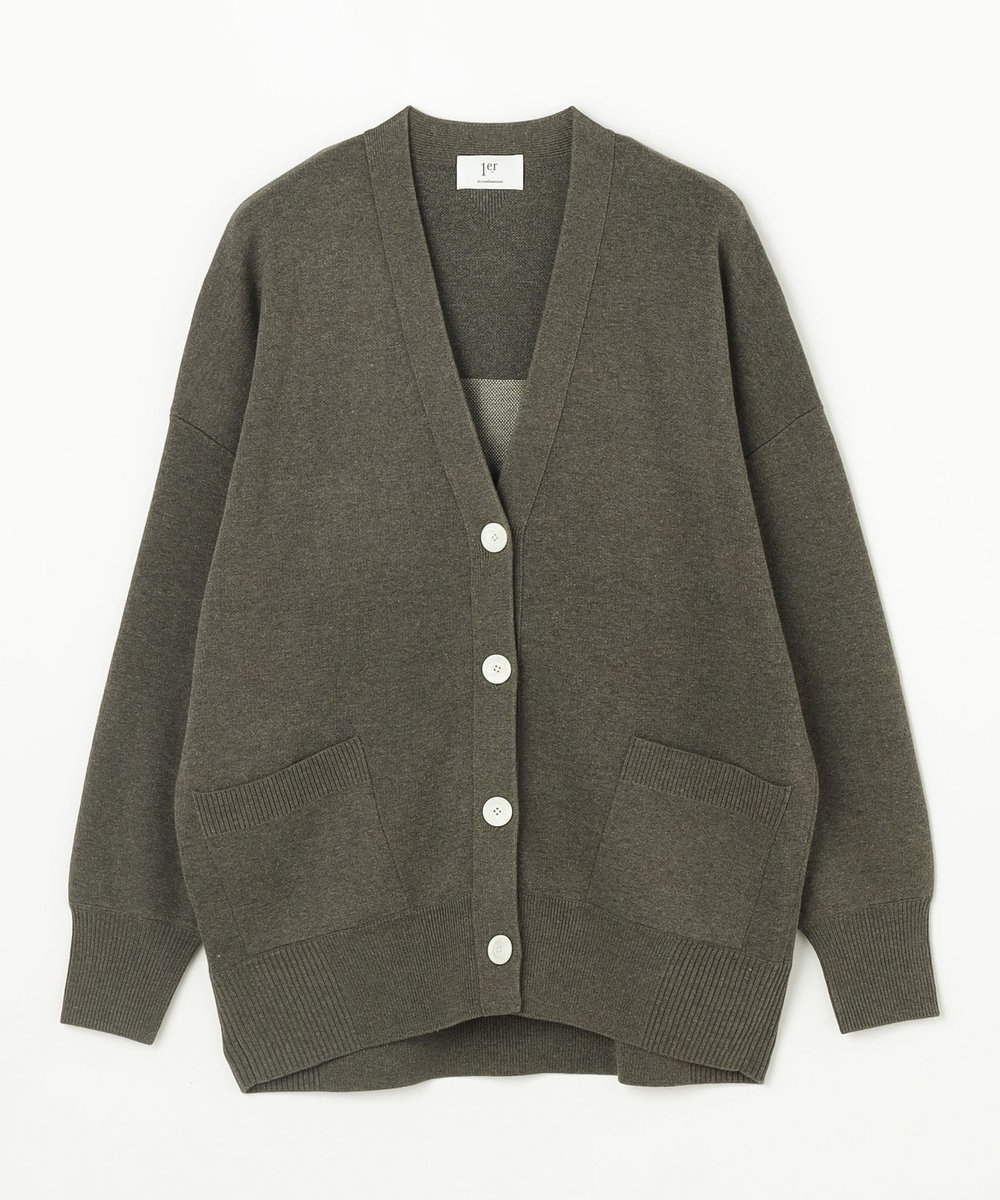 1er Arrondissement バックロゴカーディガン グレー