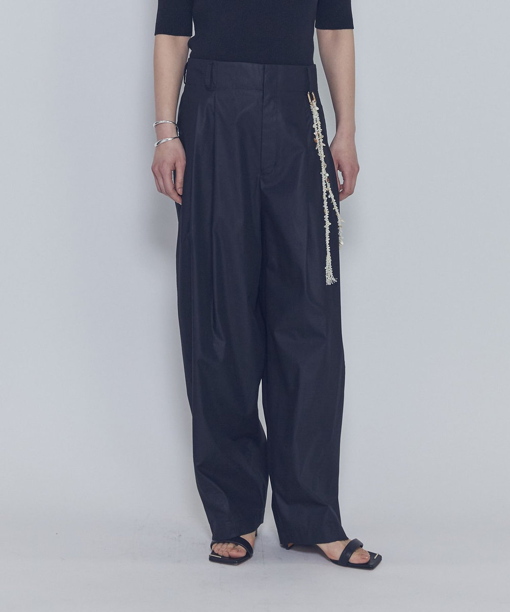 1er Arrondissement チンツシェルチェーンパンツ ブラック