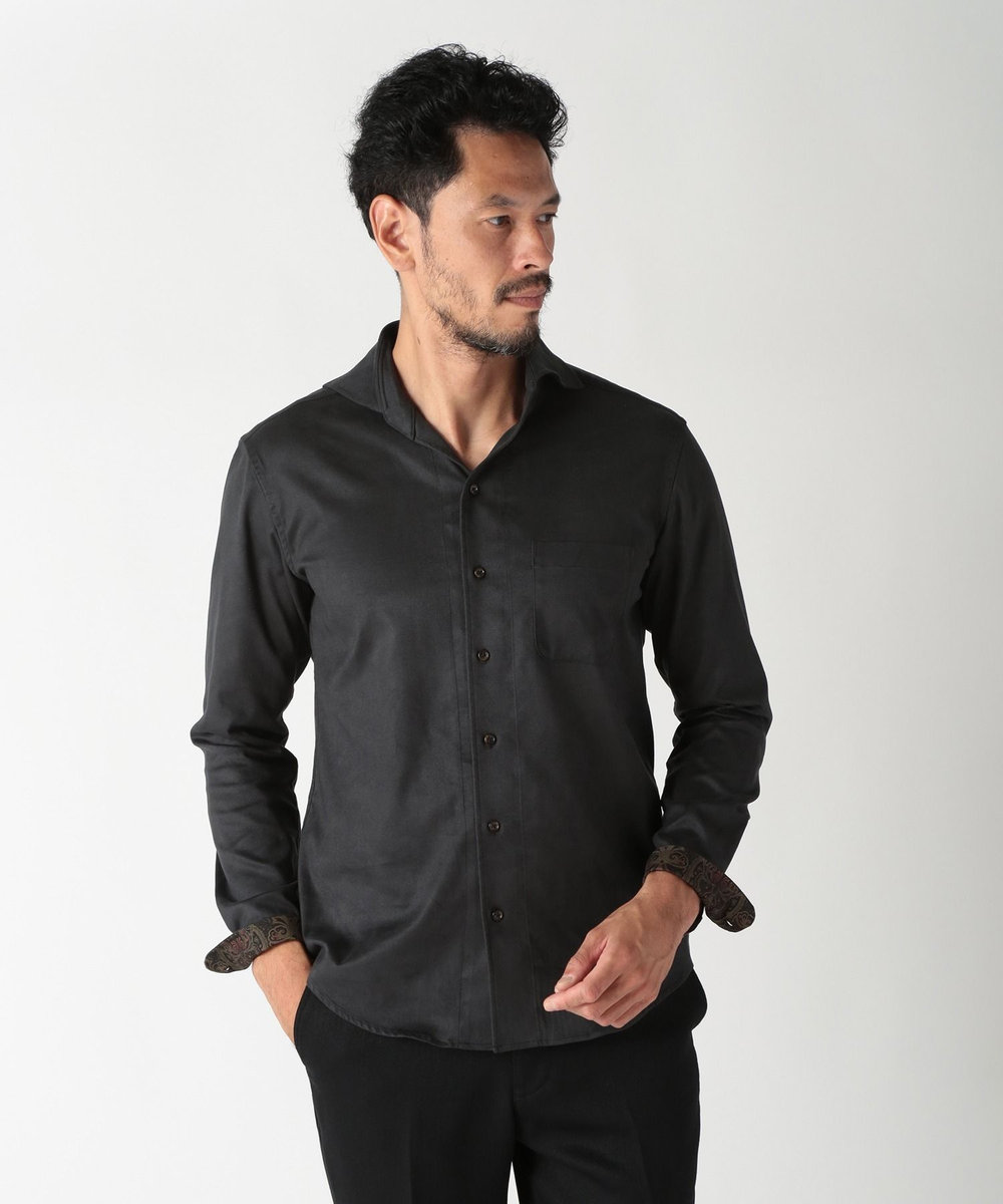 MEN'S BIGI コマスエードストレッチシャツ ダークネイビー